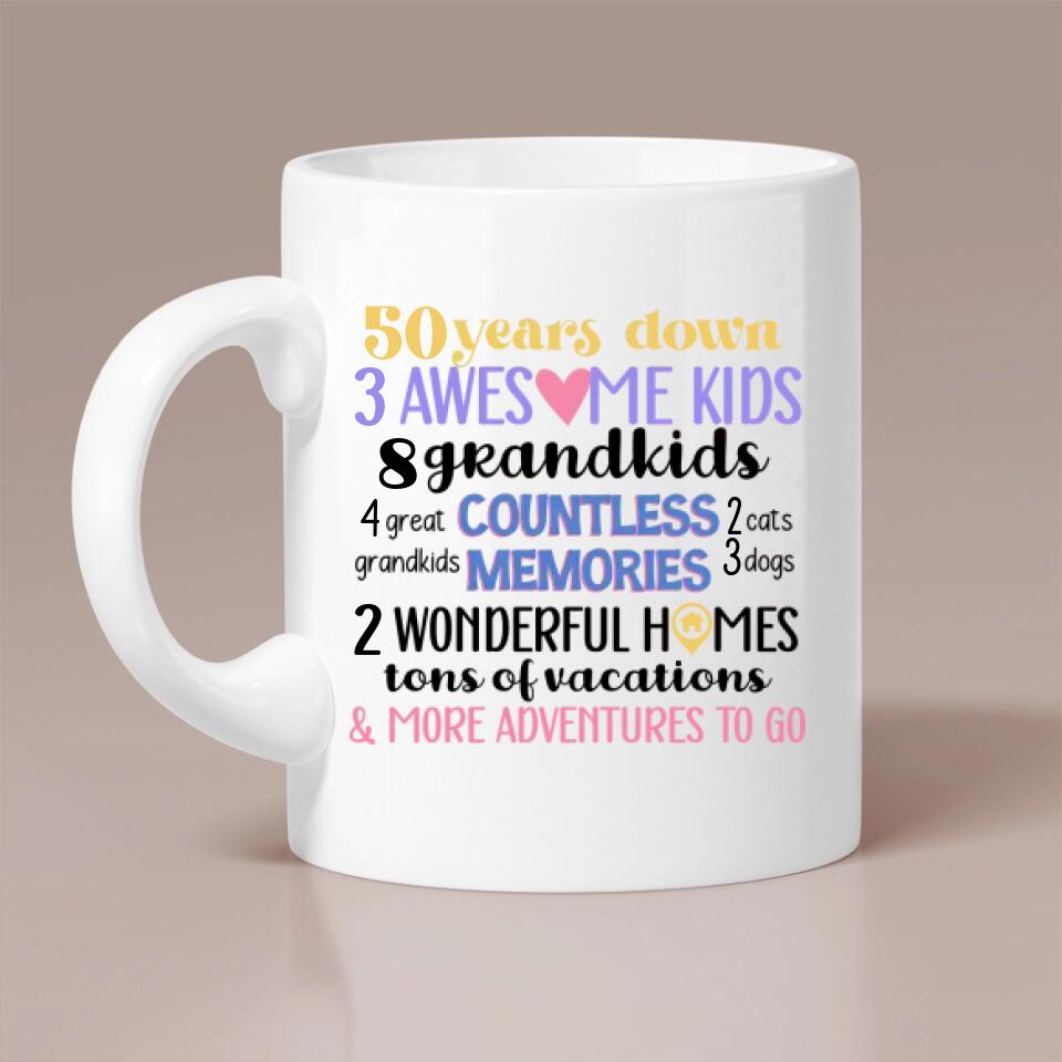50 Years Down and More Adventures to Go Personalized White Mug