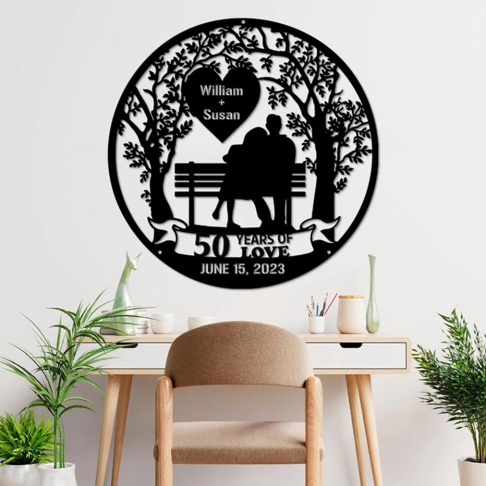 Milestone Anniversary Personalized Cut Metal Sign