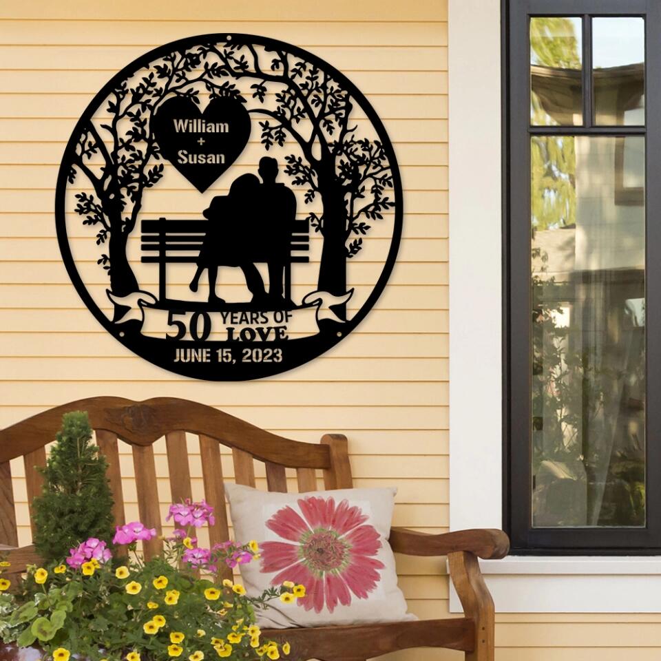 Milestone Anniversary Personalized Cut Metal Sign