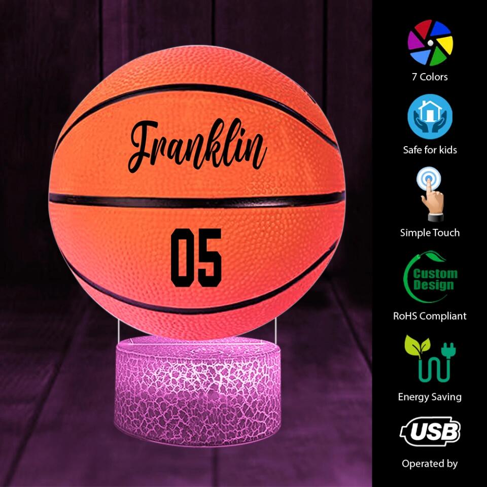 Basketball Led Light - Custom Name and Number - Basketball Gift