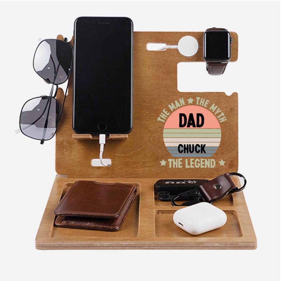 The Man, The Myth, The Legend - Personalized Dock Station - Gift for Dad, Grandpa