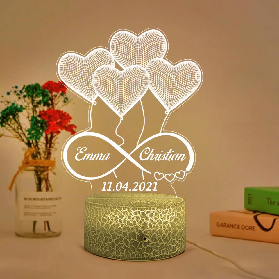 Heart Shaped Balloons Custom 3D Light Wedding Gift