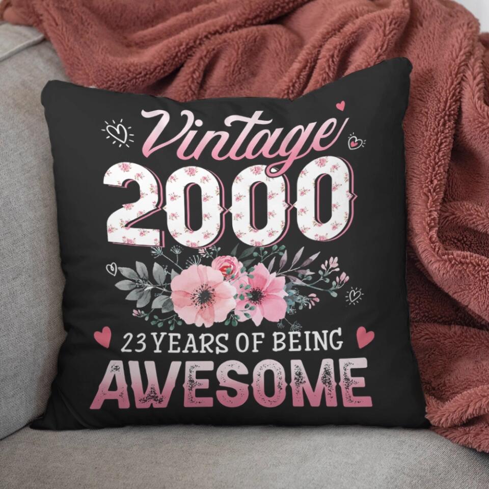 Vintage 2010, 13 Years Of Being Awesome Pillow - Birthday Gift For Her