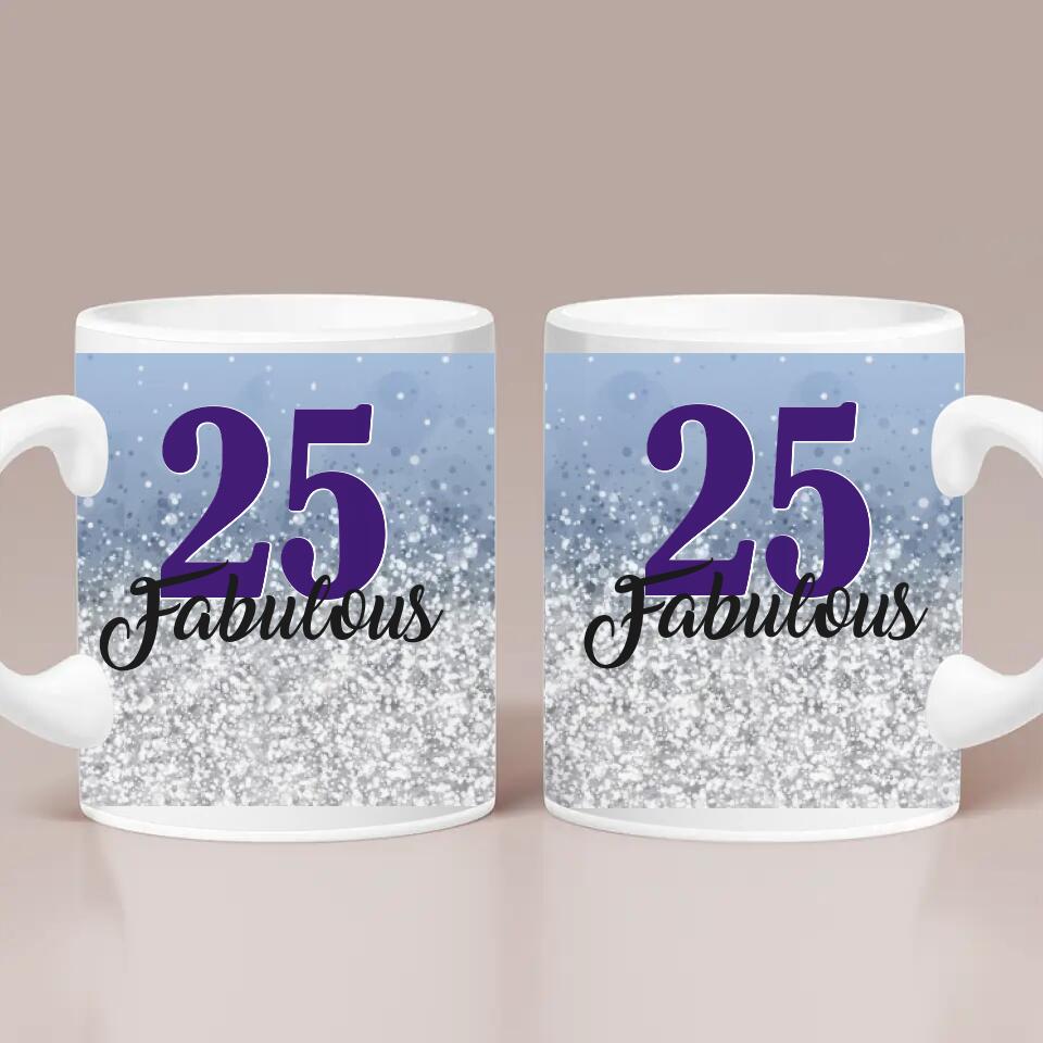 25 and Fabulous Pastel Color - Personalized White Mug - 25th Birthday Gift