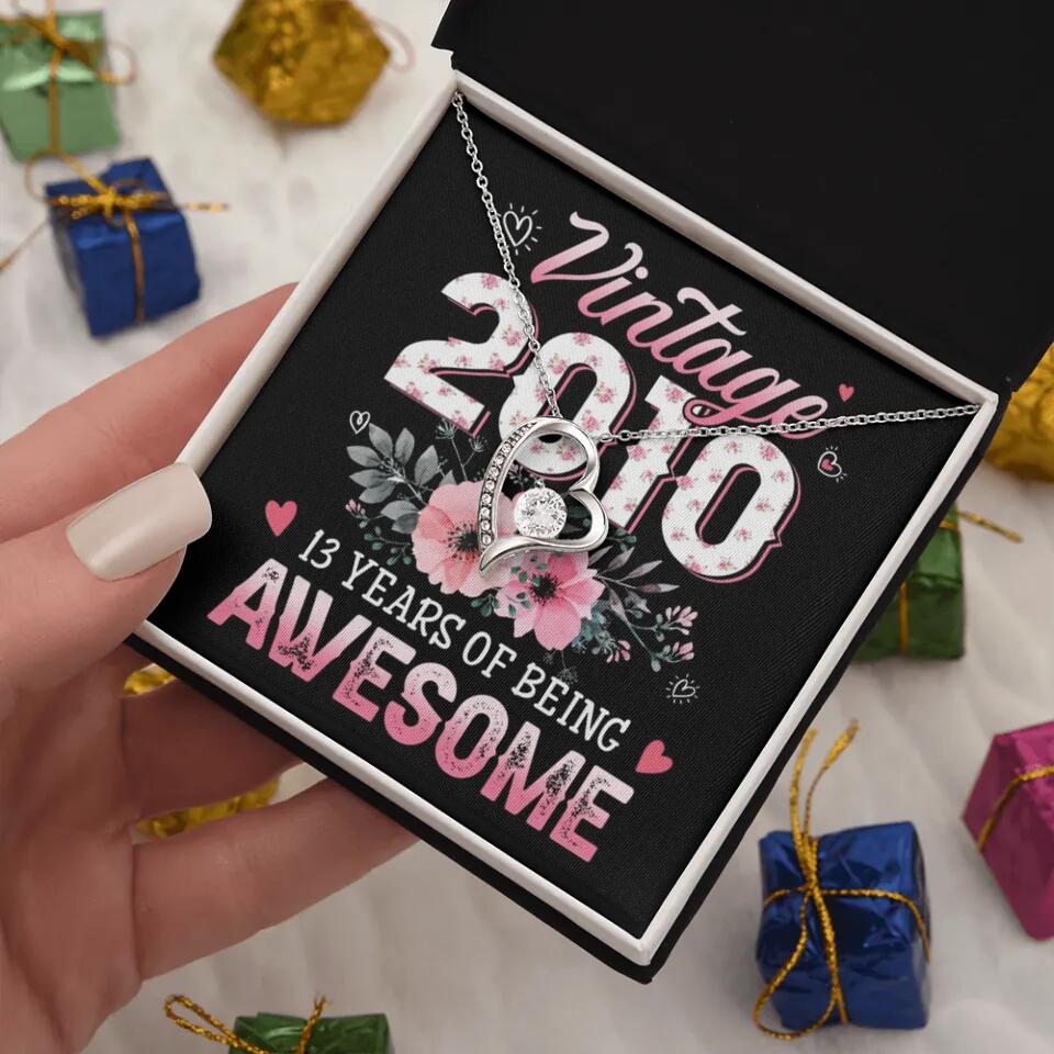 Vintage 2000 2003 2010 Many Years Of Awesome - Personalized Necklace
