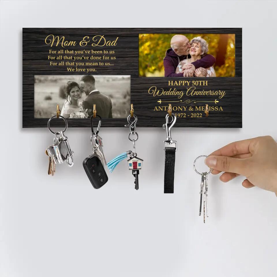 To Parents For All That You've Done To Us - Personalized Wooden Key Holder