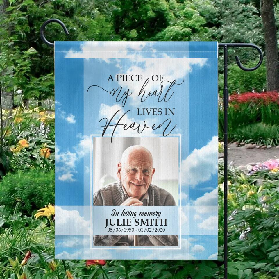 In Loving Memory - A Piece of My Heart Lives in Heaven - Personalized Garden Flag