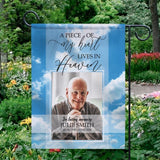 In Loving Memory - A Piece of My Heart Lives in Heaven - Memorial Gift for Beloved - Blue Sky Background - Personalized Photo & Name - Garden Flag - Gift for Loss Husband Brother - 302ICNNPFL204