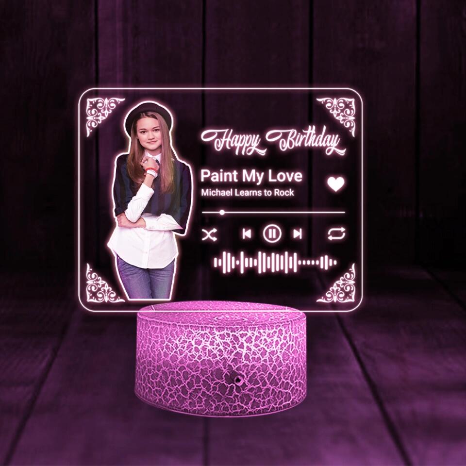 Birthday Party Decor - Lamp Song - Personalized Night Light - Spotify Plaque Gift - Birthday Decorations