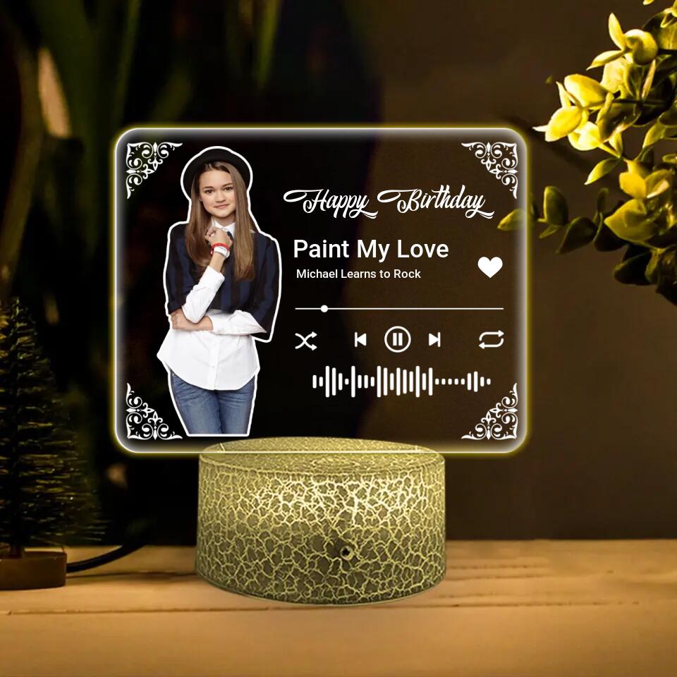 Birthday Party Decor - Lamp Song - Personalized Night Light - Spotify Plaque Gift - Birthday Decorations