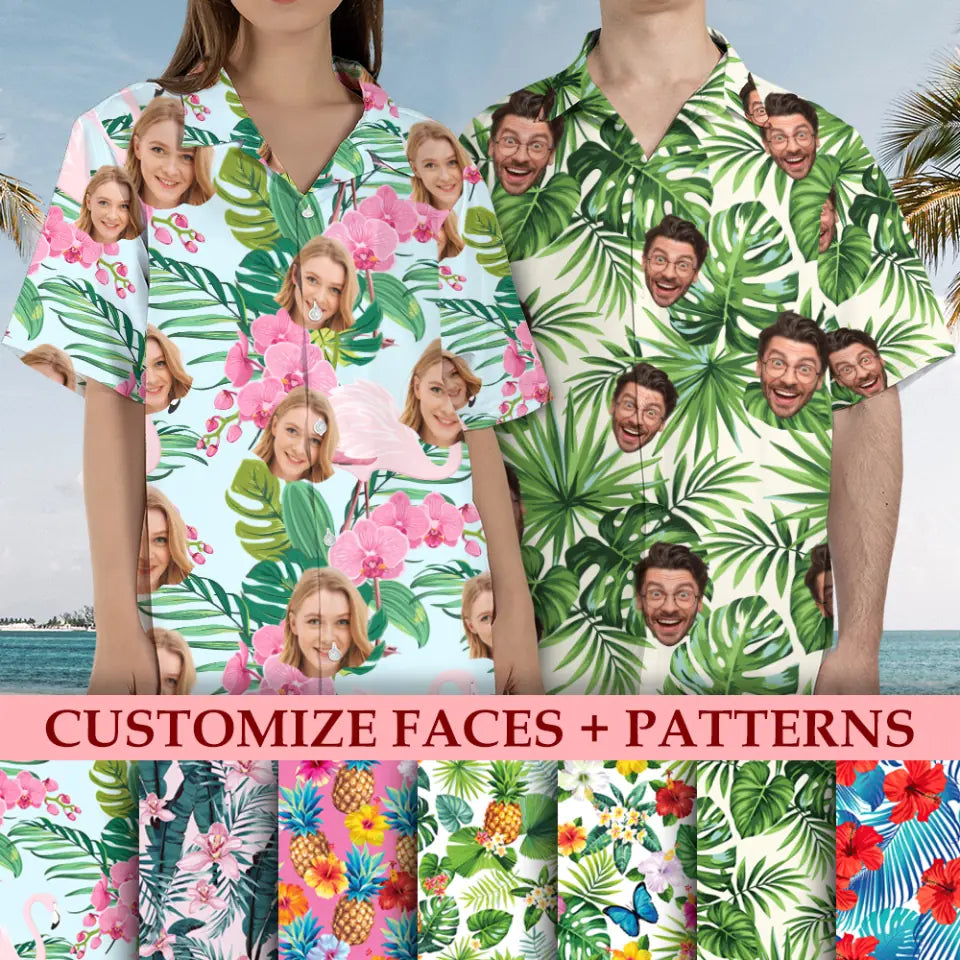 Funny Face Hawaii Shirt - Personalized Upload Photo - Custom Image - Hawaiian Shirt - Button Down Shirts - Summer Gift for BFF Beloved - Birthday Gift for Her Him - 302ICNLNHW197