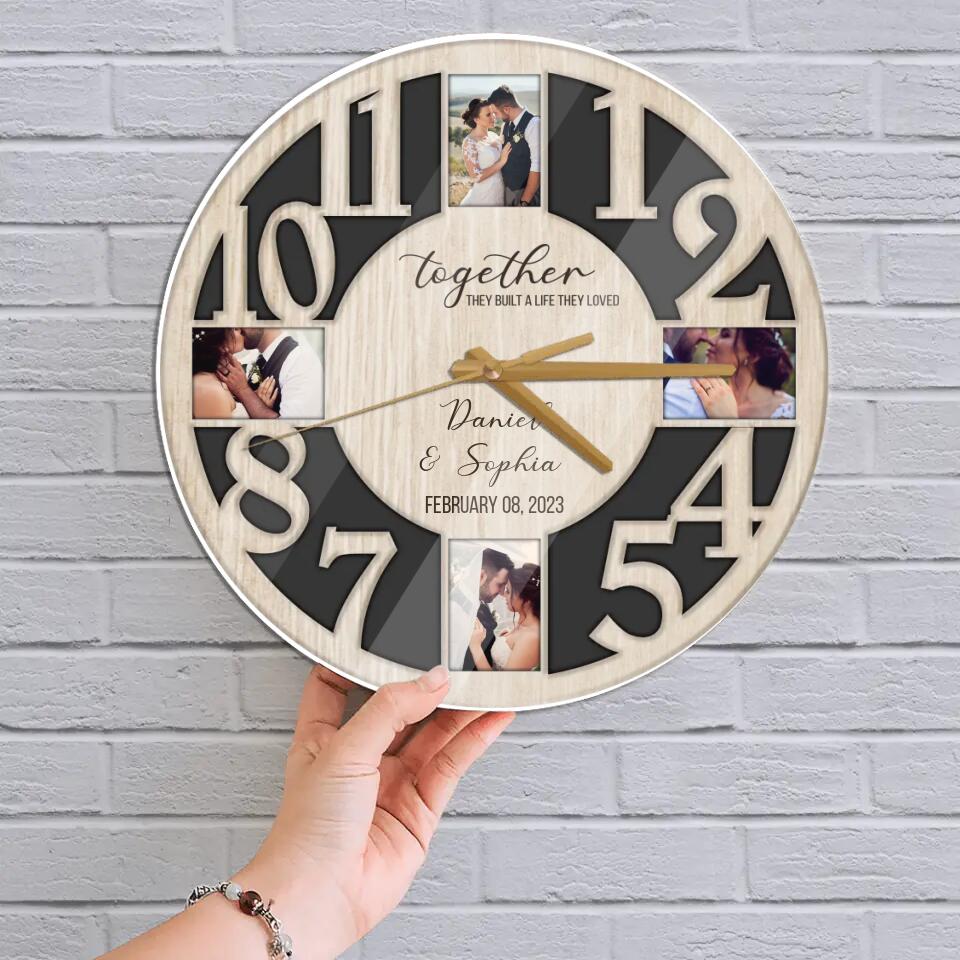 Together They Built A Life They Loved - Personalized Upload Photo Wall Clock - Best Gift For Couple For Parents Gift For Him/Her - Home Decor On Anniversary - 302IHPNPWC220