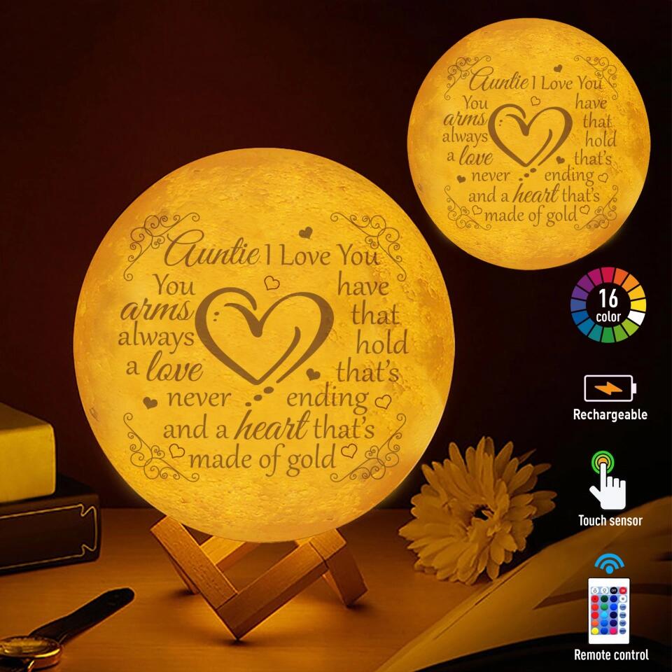 Auntie You Have Arms That Holds A Love - 3D Moon Lamp - Gift For Aunt From Nephew Nieces