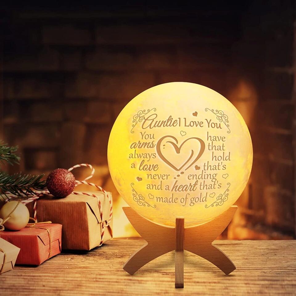 Auntie You Have Arms That Holds A Love - 3D Moon Lamp - Gift For Aunt From Nephew Nieces