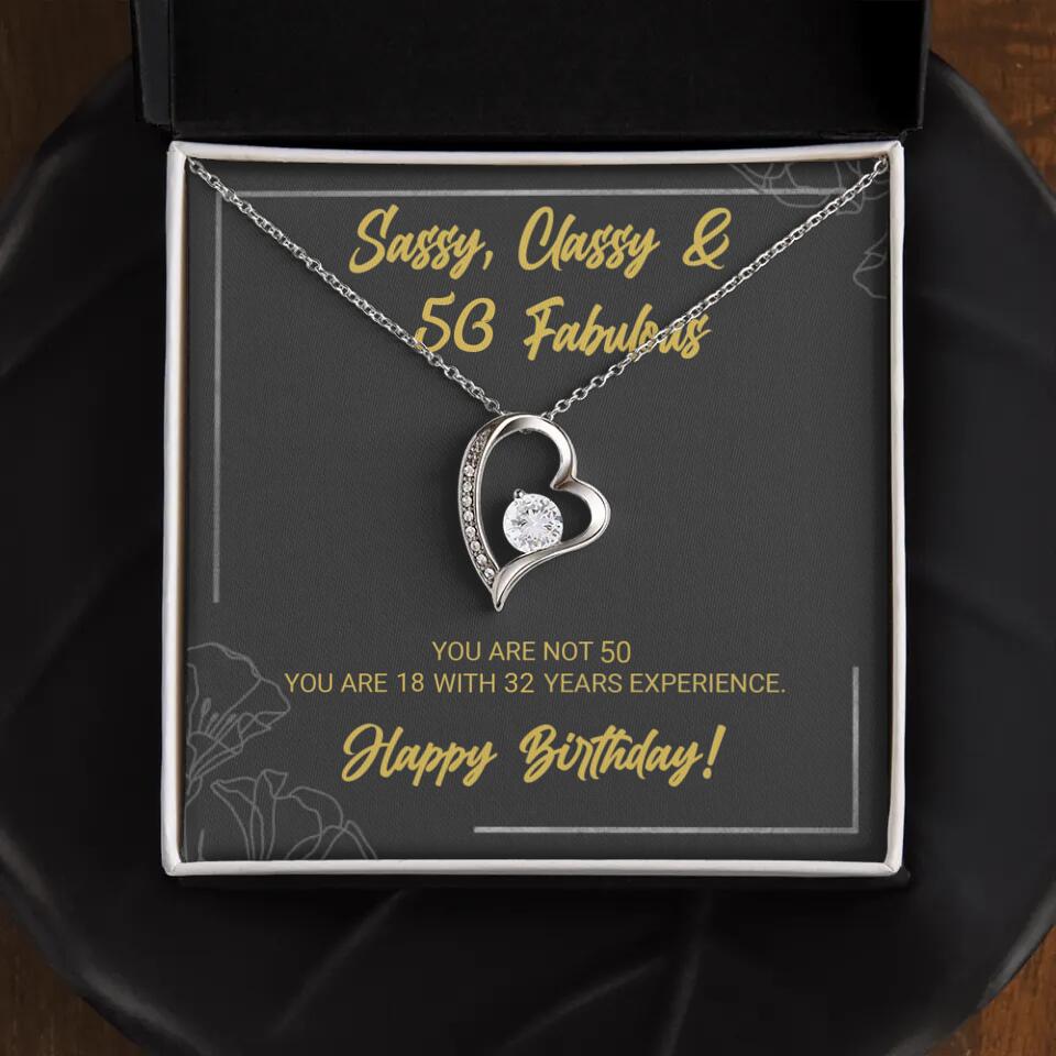 Sassy Classy 50 And Fabulous - Personalized Necklace Multiple Choice - Gift For Her On Birthdays