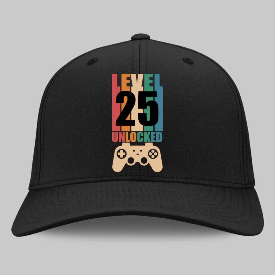 Level Unlocked - Personalized Twill Cap - Custom Number - Birthday Gift For Husband/Dad/Uncle
