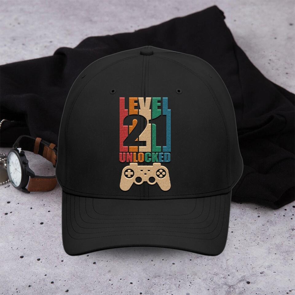 Level Unlocked - Personalized Twill Cap - Custom Number - Birthday Gift For Husband/Dad/Uncle