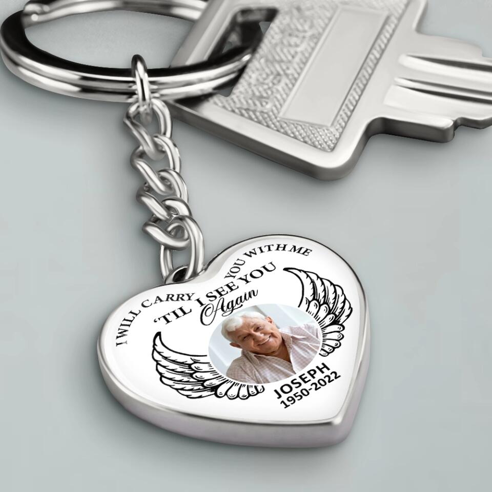 I Will Carry You With Me Till I See You Again Personalized Heart Keychain Necklace