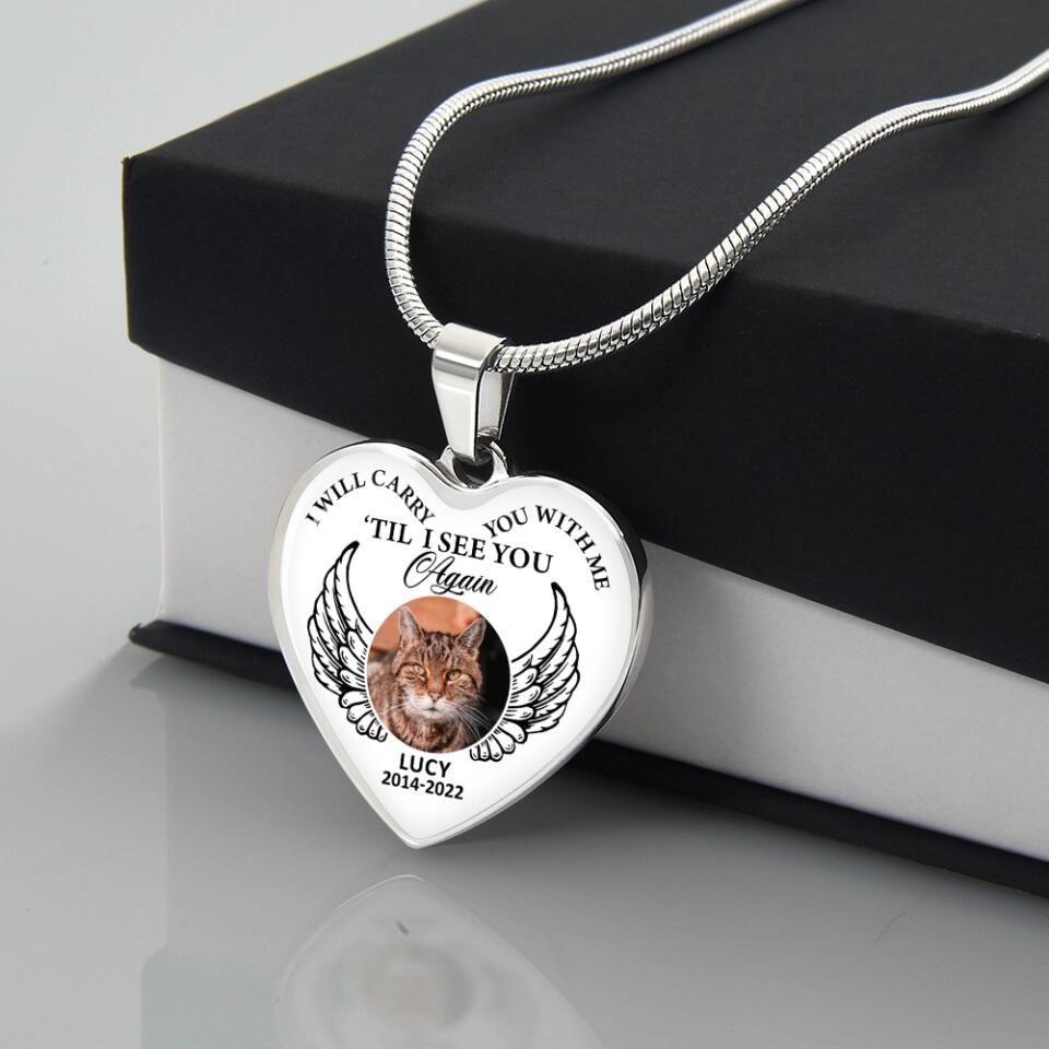 I Will Carry You With Me Till I See You Again Personalized Heart Keychain Necklace