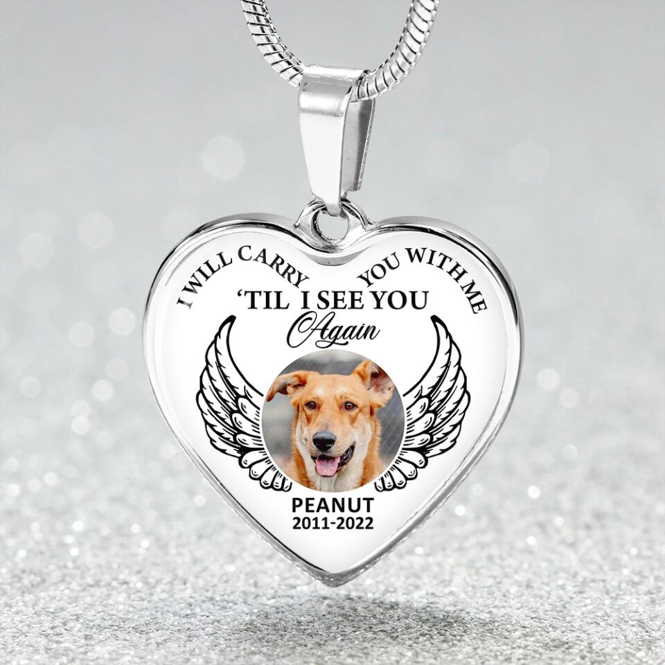 I Will Carry You With Me Till I See You Again Personalized Heart Keychain Necklace