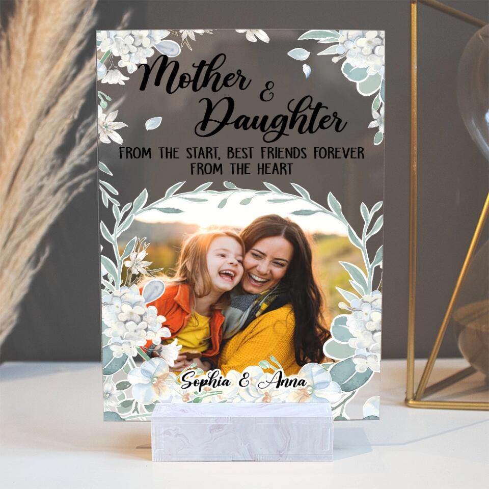 Mother Daughter Friend Forever White Flower Theme Personalized Acrylic Plaque