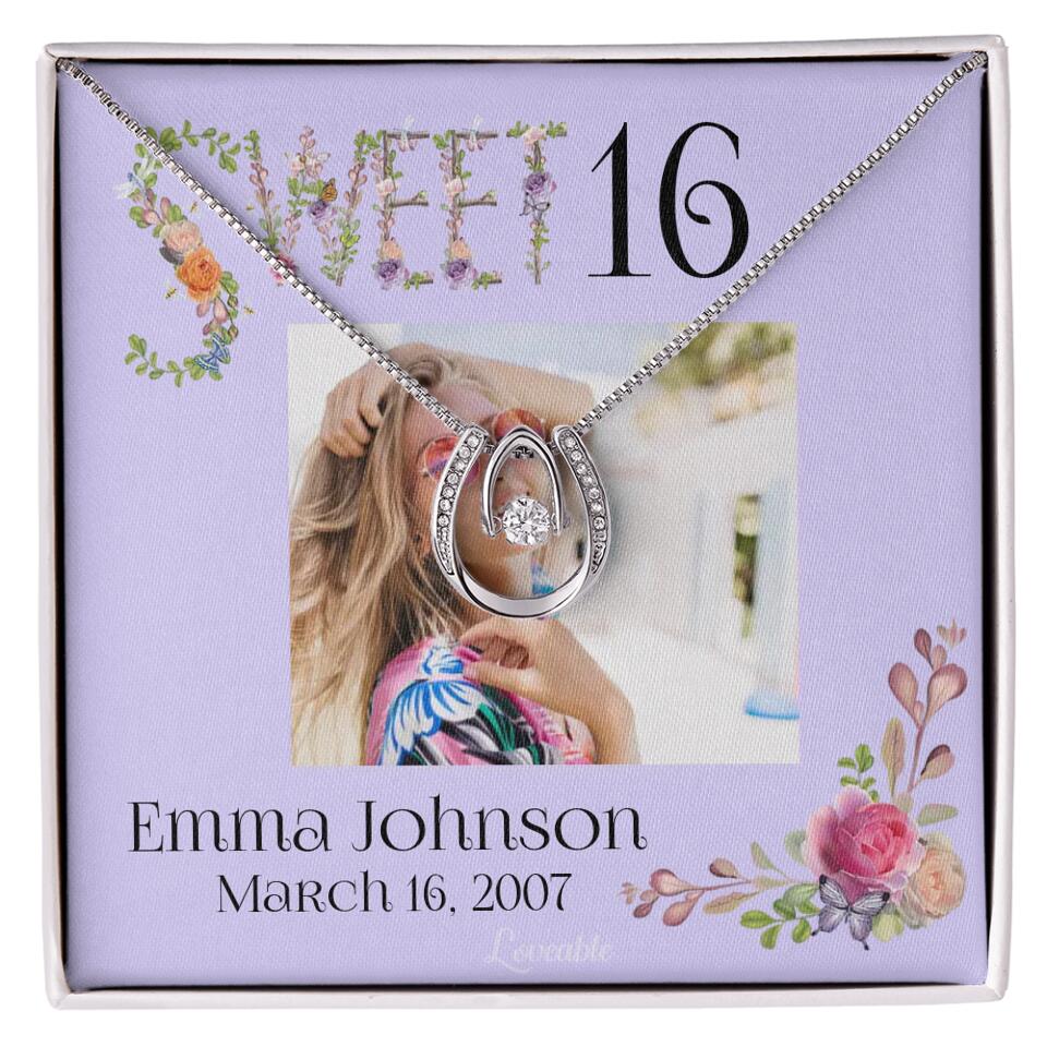 Sweet 16 - Personalized Necklace - Custom Name & Age - 16th Birthday Gift for Daughter