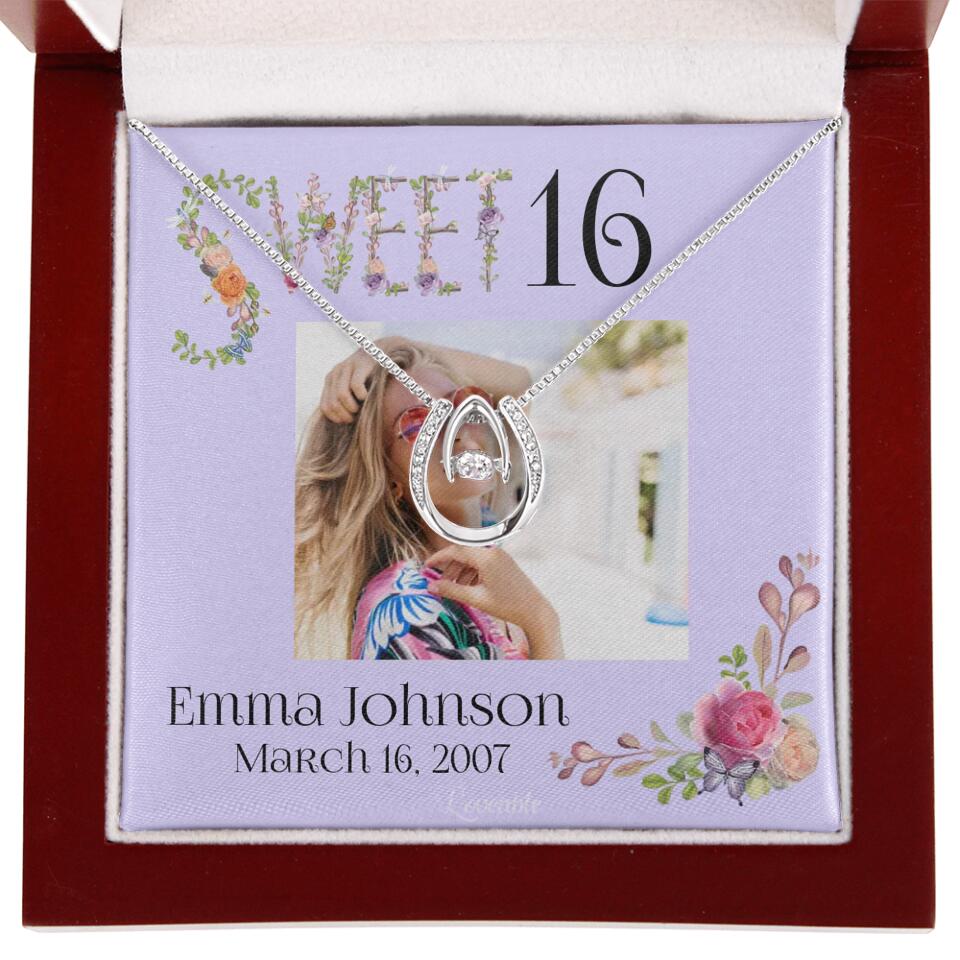Sweet 16 - Personalized Necklace - Custom Name & Age - 16th Birthday Gift for Daughter