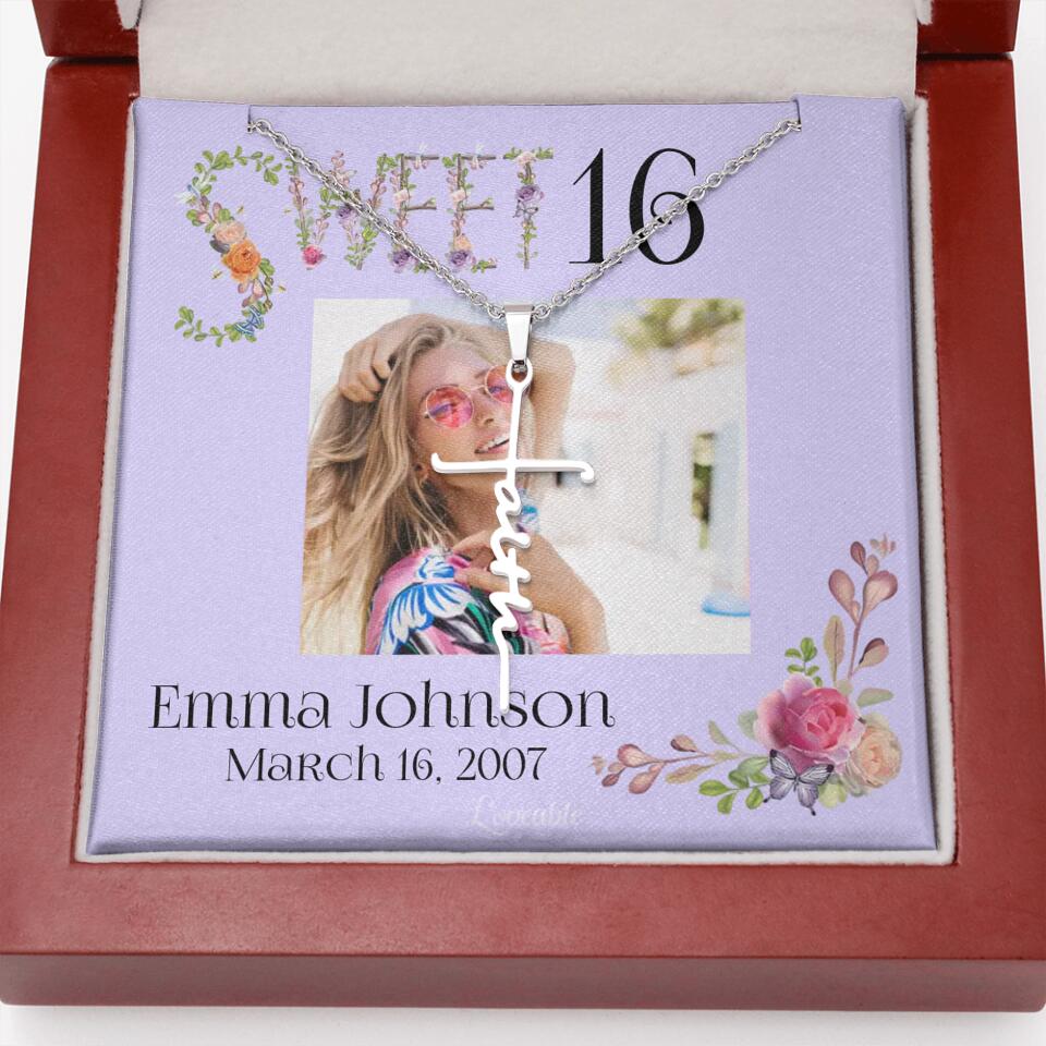 Sweet 16 - Personalized Necklace - Custom Name & Age - 16th Birthday Gift for Daughter