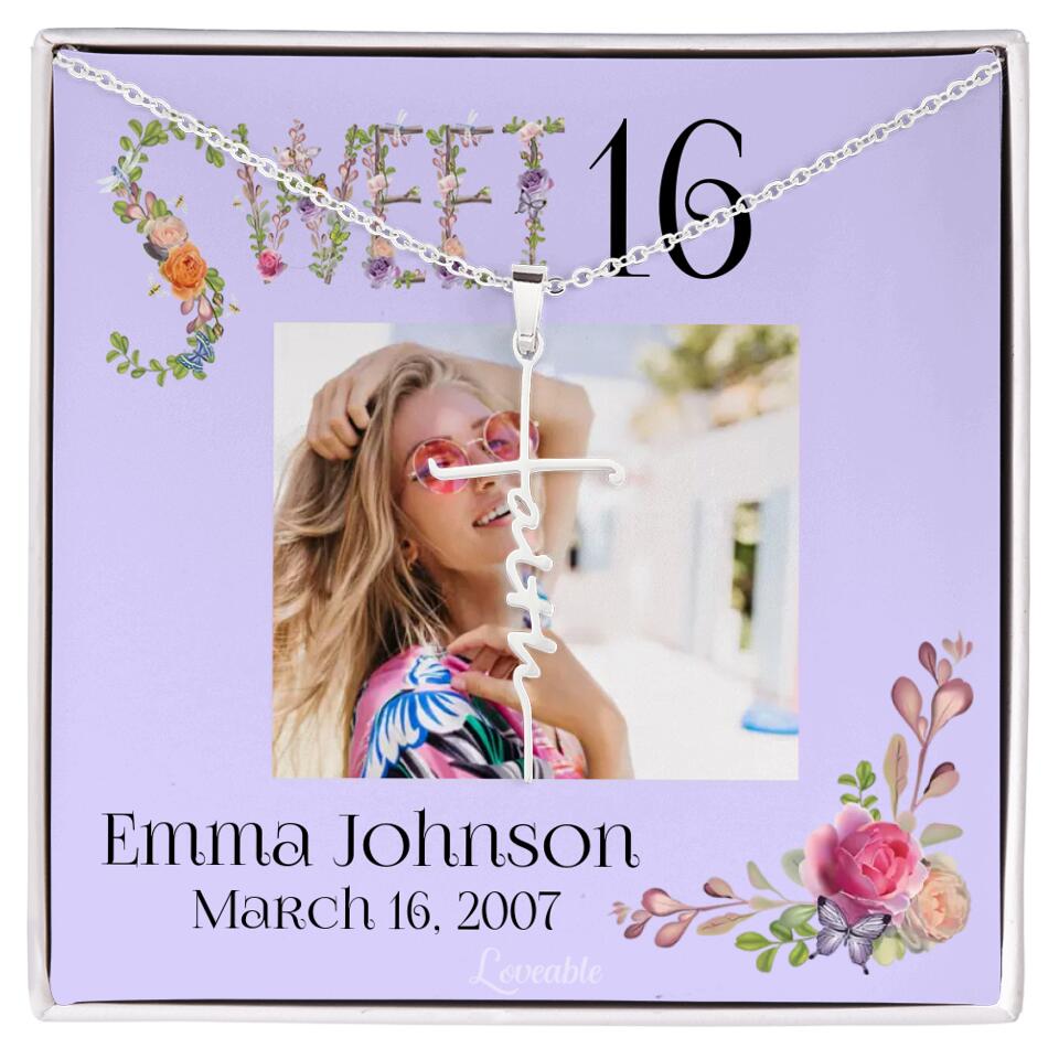 Sweet 16 - Personalized Necklace - Custom Name & Age - 16th Birthday Gift for Daughter