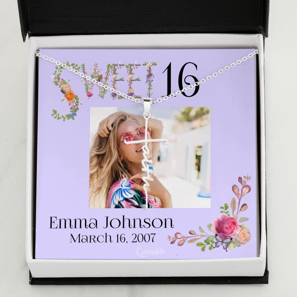 Sweet 16 - Personalized Necklace - Custom Name & Age - 16th Birthday Gift for Daughter