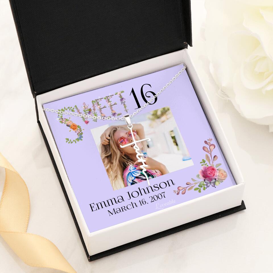Sweet 16 - Personalized Necklace - Custom Name & Age - 16th Birthday Gift for Daughter