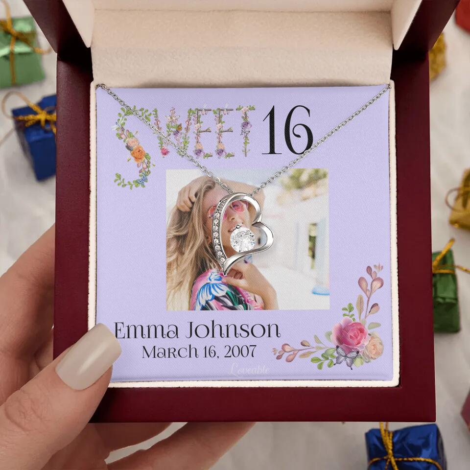 Sweet 16 - Personalized Necklace - Custom Name & Age - 16th Birthday Gift for Daughter