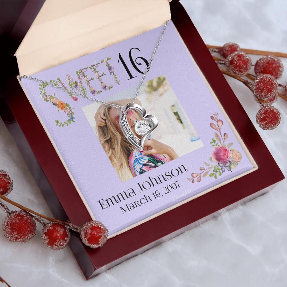 Sweet 16 - Personalized Necklace - Custom Name & Age - 16th Birthday Gift for Daughter