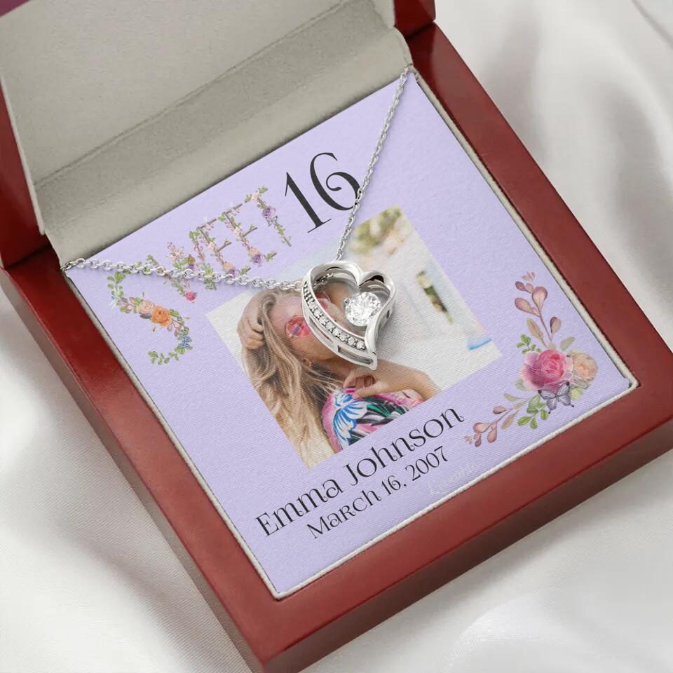 Sweet 16 - Personalized Necklace - Custom Name & Age - 16th Birthday Gift for Daughter