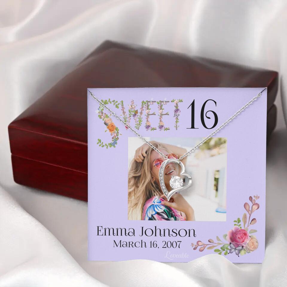 Sweet 16 - Personalized Necklace - Custom Name & Age - 16th Birthday Gift for Daughter