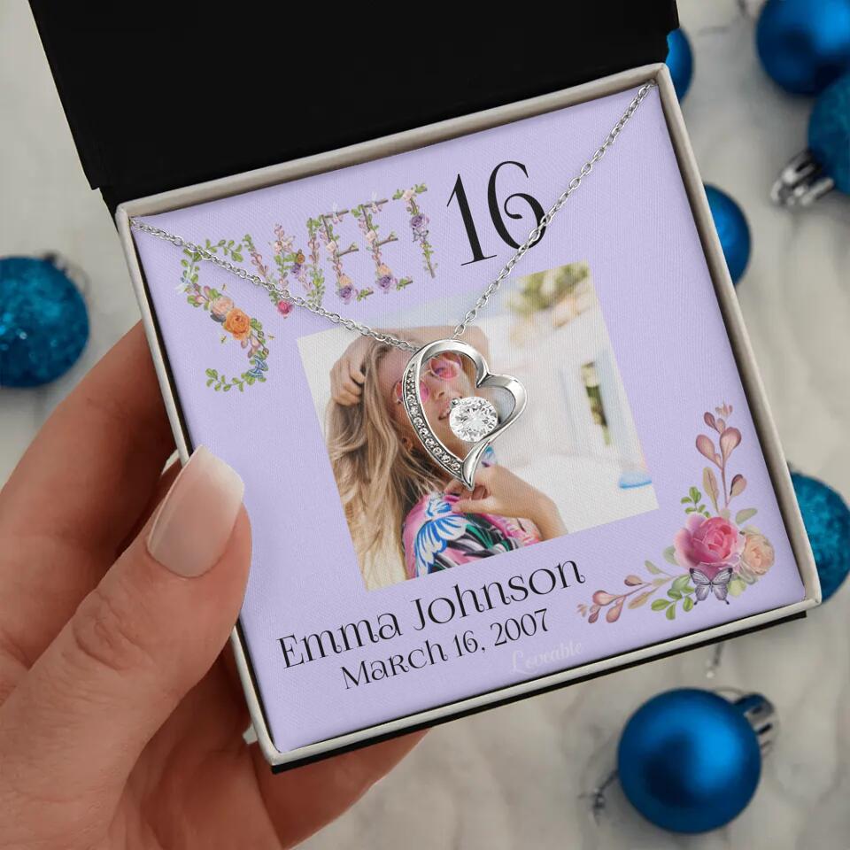 Sweet 16 - Personalized Necklace - Custom Name & Age - 16th Birthday Gift for Daughter