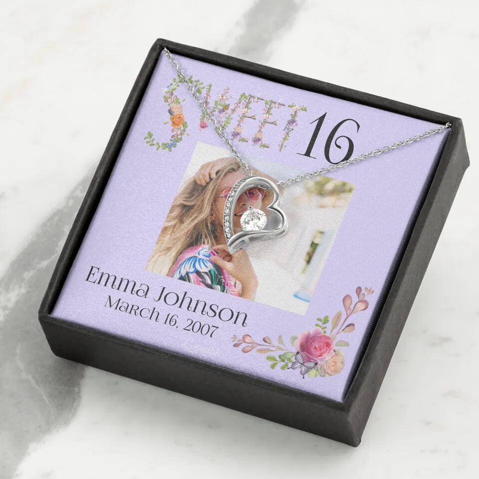 Sweet 16 - Personalized Necklace - Custom Name & Age - 16th Birthday Gift for Daughter