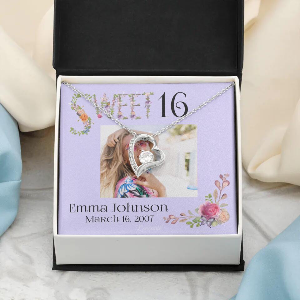 Sweet 16 - Personalized Necklace - Custom Name & Age - 16th Birthday Gift for Daughter