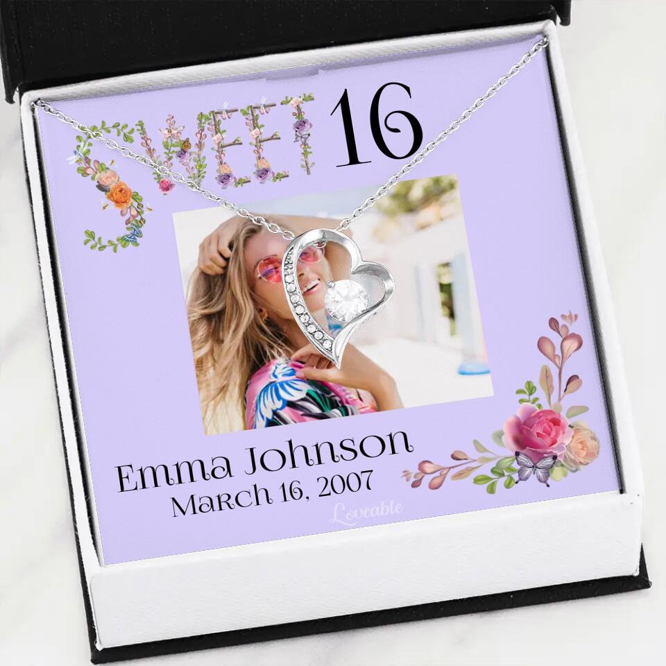 Sweet 16 - Personalized Necklace - Custom Name & Age - 16th Birthday Gift for Daughter