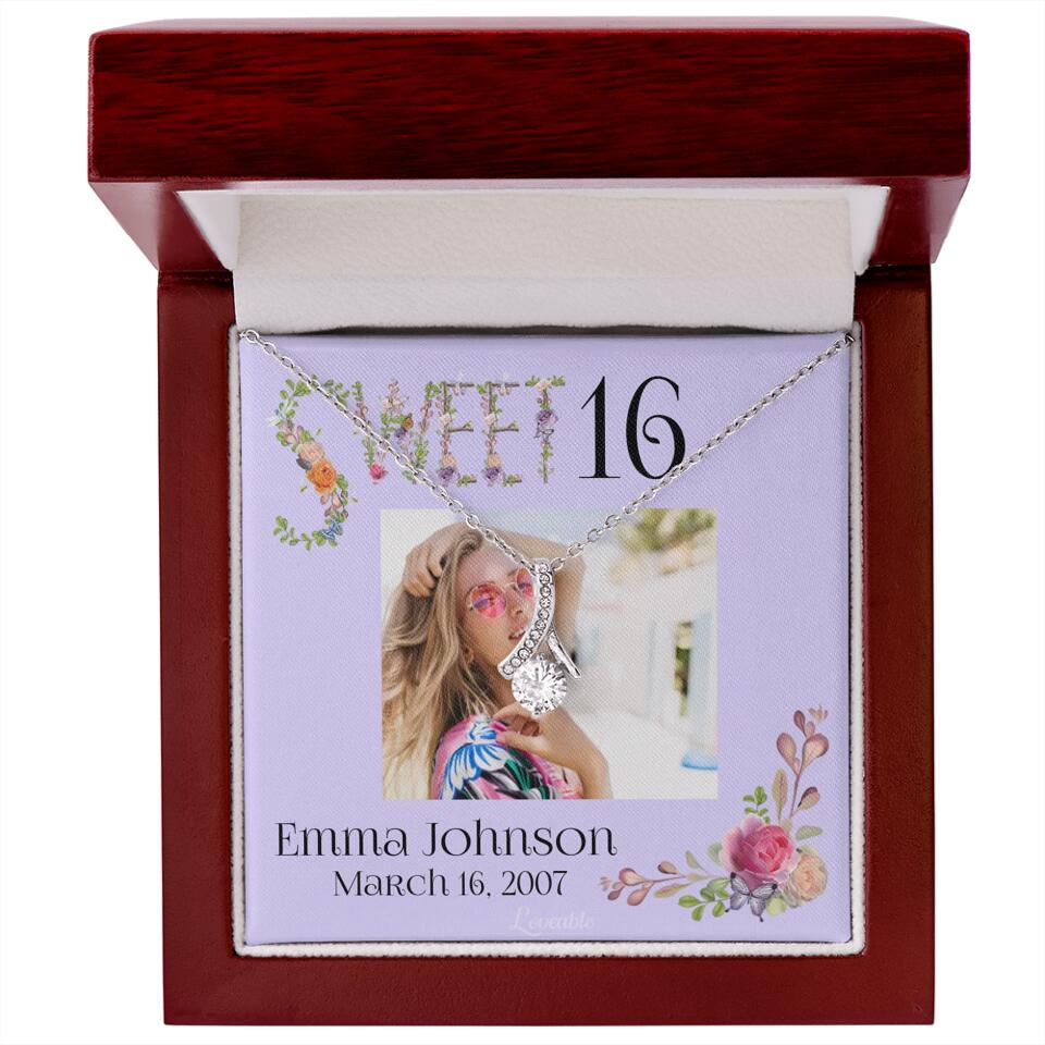 Sweet 16 - Personalized Necklace - Custom Name & Age - 16th Birthday Gift for Daughter