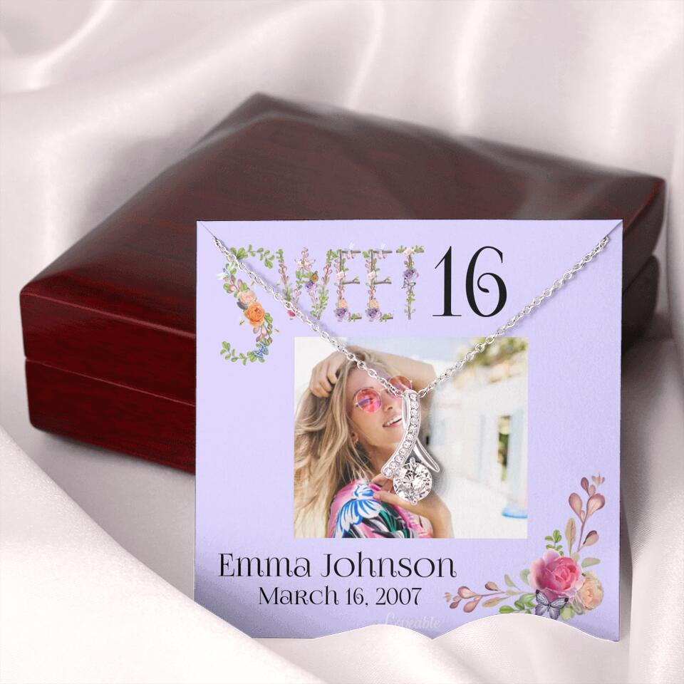 Sweet 16 - Personalized Necklace - Custom Name & Age - 16th Birthday Gift for Daughter