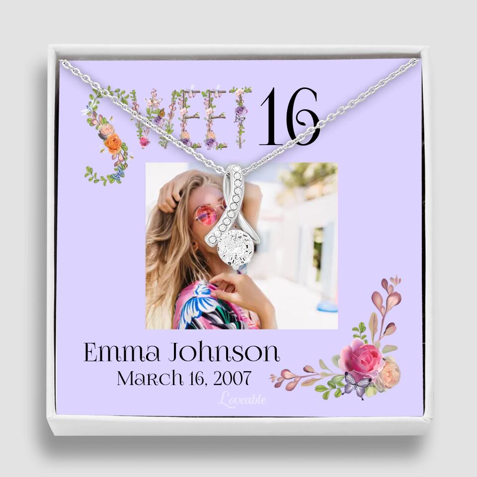 Sweet 16 - Personalized Necklace - Custom Name & Age - 16th Birthday Gift for Daughter