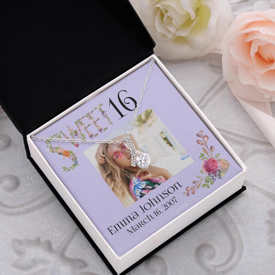 Sweet 16 - Personalized Necklace - Custom Name & Age - 16th Birthday Gift for Daughter