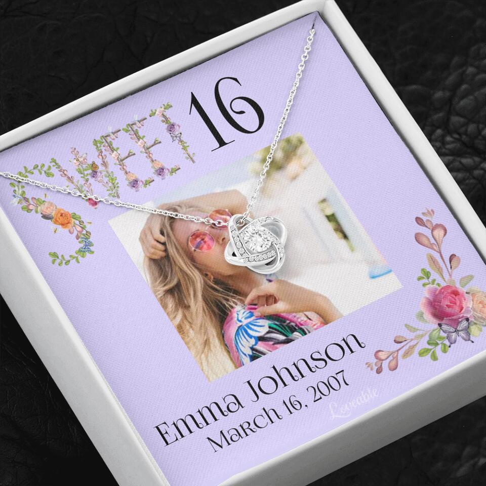 Sweet 16 - Personalized Necklace - Custom Name & Age - 16th Birthday Gift for Daughter