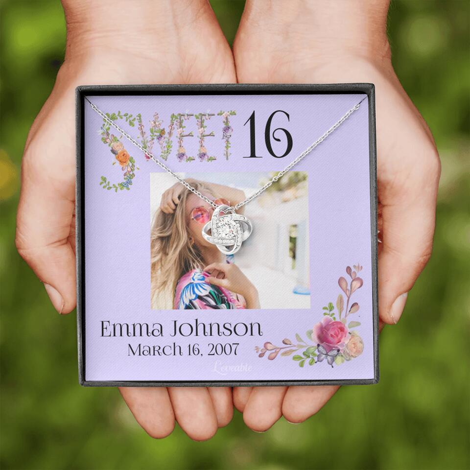 Sweet 16 - Personalized Necklace - Custom Name & Age - 16th Birthday Gift for Daughter