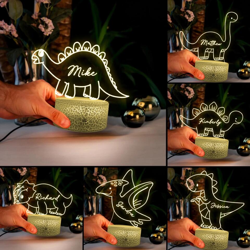 6 Styles of Saurus - T-rex Led Light - Night Light - Personalized Lamp - Custom Name/Nicknames - Birthday Gift for Kid Daughter Son Toddler - Gift for Dinosaur Lovers - Kid Room Decor - 302ICNLNLL233