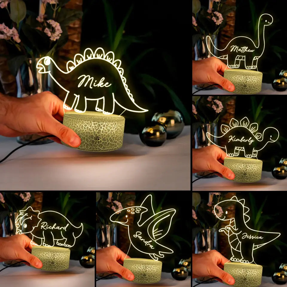 6 Styles of Saurus - T-rex Led Light - Night Light - Personalized Lamp - Custom Name/Nicknames - Birthday Gift for Kid Daughter Son Toddler - Gift for Dinosaur Lovers - Kid Room Decor - 302ICNLNLL233