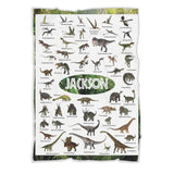 Personalized Dinosaur Blanket for Kids Gift - 50 Prehistoric Jurassic Dinosaurs - Fleece Blanket - Birthday Gift for Daughter Son Grandchildren - Gift for Dinosaur Lovers - 302ICNBNBL232