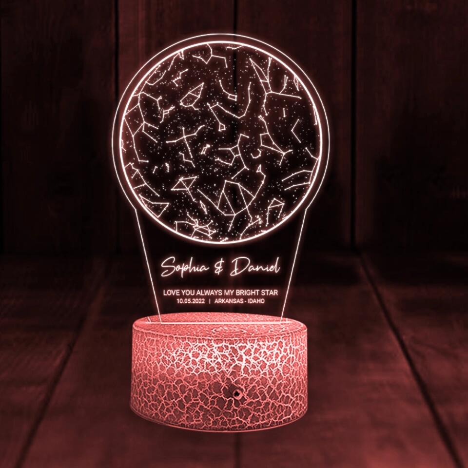Love You Always My Bright Star - Custom Star Map 3D Led Light - Anniversary Gift