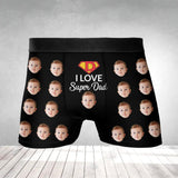 I Love Super Dad - Dad Hero - Custom Photo - Personalized Upload Image - Men's Boxer - Men's Short - Father's Day Gift - Gift for Daddy from Son Daughter - Birthday Gift for Dad - 302ICNNPMB247